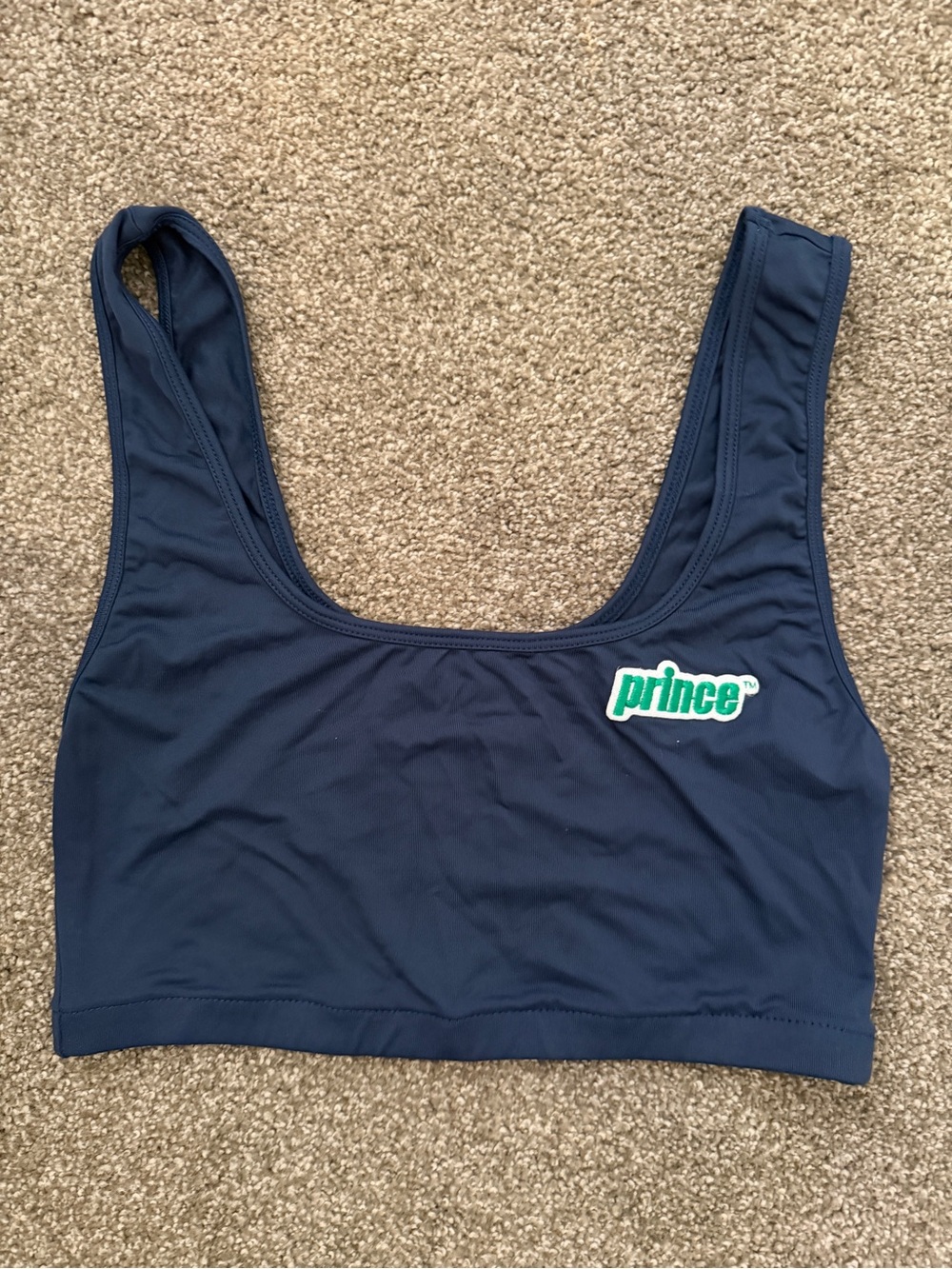 Prince Navy Blue Sports Bra with Green Logo